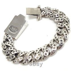 King Baby 925 Sterling Silver Star Link Star Clasp Bracelet 9 Made in USA 135g