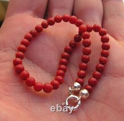 King Baby Original Ball 4mm Red Coral Bead Bracelet Made Italy Artisan 1
