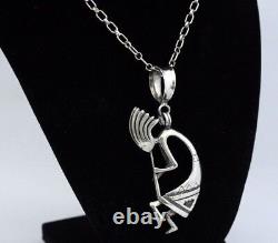 Kokopelli Hand Made Heavy Sterling Silver Necklase Native 41 Grams