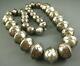 LARGE 220 GRAMS Navajo Hand Made Stamped Sterling Pearls Beads Necklace 27 Inch