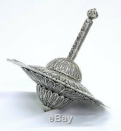 LARGE Hanukkah Dreidel Filigree Sterling Silver Sevivon, Judaica Made in Israel