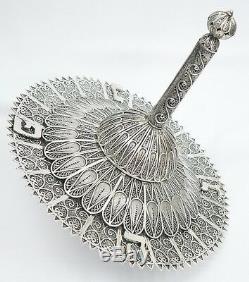 LARGE Hanukkah Dreidel Filigree Sterling Silver Sevivon, Judaica Made in Israel