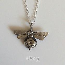 LUXURY S Silver BUMBLE BEE Pendant LONDON HALLMARKED HAND MADE on CHAIN NECKLACE