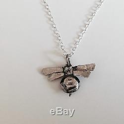 LUXURY S Silver BUMBLE BEE Pendant LONDON HALLMARKED HAND MADE on CHAIN NECKLACE