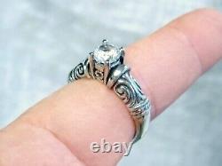 Lab-Created White Moissanite Ring 925 Sterling Silver Old Style USA Made Size 6