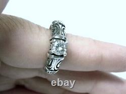 Lab-Created White Moissanite Ring 925 Sterling Silver Old Style USA Made Size 6