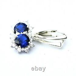 Lab Made Sapphire Earrings Sterling Silver 925, September Birthstone