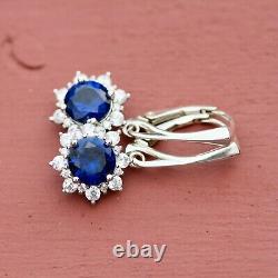 Lab Made Sapphire Earrings Sterling Silver 925, September Birthstone