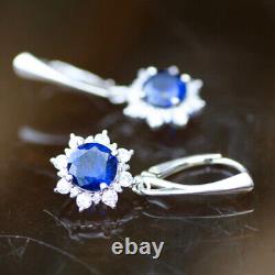 Lab Made Sapphire Earrings Sterling Silver 925, September Birthstone