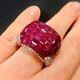 Lab Ruby Invisible Set Engagement Ring 925 Sterling Silver Handmade High Jewelry