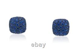 Lab Sapphire Pave Set Cufflinks 925 Sterling Silver Statement High Auction Jewel