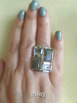 Labradorite & Blue Topaz Sterling Silver Designer Statement Ring Made In Italy