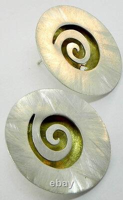 Ladies Sterling Silver Hand Made Spiral Earrings Arts & Crafts