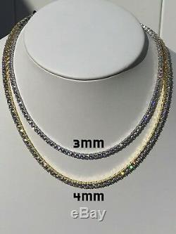 Ladies Tennis Chain SOLID 925 Sterling Silver Single Row ITALY Man Made Diamonds