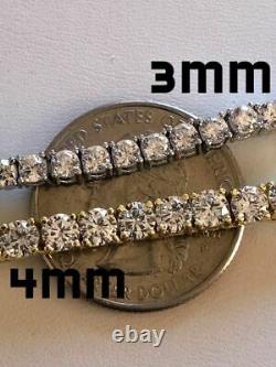 Ladies Tennis Chain SOLID 925 Sterling Silver Single Row ITALY Man Made Diamonds