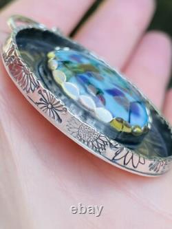 Lampwork Glass Pendant 925 sterling silver ARTISAN MADE beautiful BLUE PENDANT