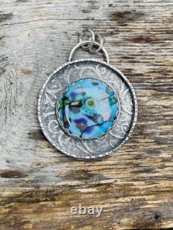 Lampwork Glass Pendant 925 sterling silver ARTISAN MADE beautiful BLUE PENDANT
