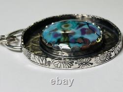 Lampwork Glass Pendant 925 sterling silver ARTISAN MADE beautiful BLUE PENDANT