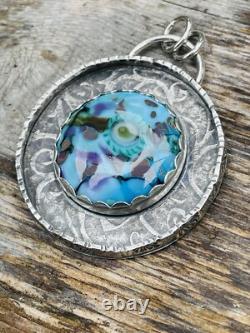 Lampwork Glass Pendant 925 sterling silver ARTISAN MADE beautiful BLUE PENDANT