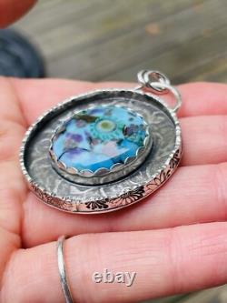 Lampwork Glass Pendant 925 sterling silver ARTISAN MADE beautiful BLUE PENDANT