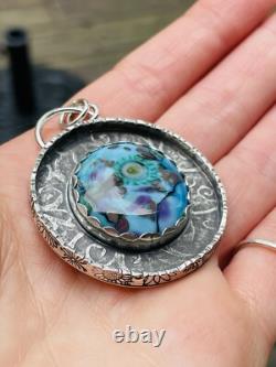 Lampwork Glass Pendant 925 sterling silver ARTISAN MADE beautiful BLUE PENDANT