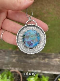 Lampwork Glass Pendant 925 sterling silver ARTISAN MADE beautiful BLUE PENDANT