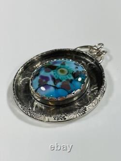 Lampwork Glass Pendant 925 sterling silver ARTISAN MADE beautiful BLUE PENDANT
