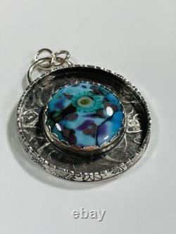 Lampwork Glass Pendant 925 sterling silver ARTISAN MADE beautiful BLUE PENDANT