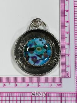 Lampwork Glass Pendant 925 sterling silver ARTISAN MADE beautiful BLUE PENDANT