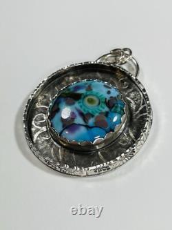 Lampwork Glass Pendant 925 sterling silver ARTISAN MADE beautiful BLUE PENDANT