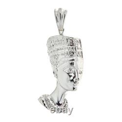 Large. 925 Sterling Silver Queen Nefertiti Pendant, 17 grams, (MADE IN USA)