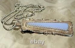 Large Beautiful Artist Made 925 Sterling Silver & Blue Agate Pendant Necklace