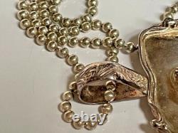 Large Beautiful Artist Made 925 Sterling Silver & Blue Agate Pendant Necklace