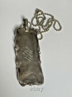 Large Beautiful Artist Made 925 Sterling Silver & Blue Agate Pendant Necklace