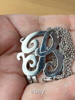 Large Initial Letter B 925 Sterling Silver Necklace Lariat Pendant Custom Made