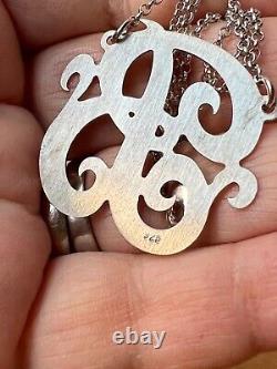 Large Initial Letter B 925 Sterling Silver Necklace Lariat Pendant Custom Made