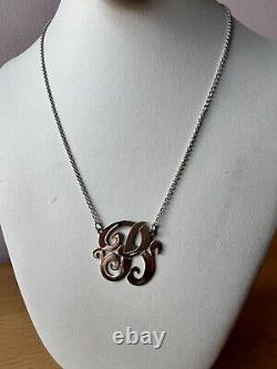 Large Initial Letter B 925 Sterling Silver Necklace Lariat Pendant Custom Made