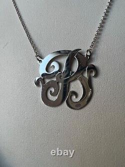 Large Initial Letter B 925 Sterling Silver Necklace Lariat Pendant Custom Made