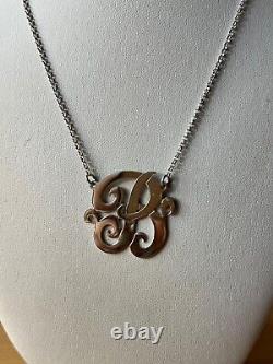 Large Initial Letter B 925 Sterling Silver Necklace Lariat Pendant Custom Made