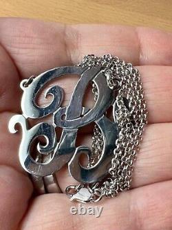 Large Initial Letter B 925 Sterling Silver Necklace Lariat Pendant Custom Made