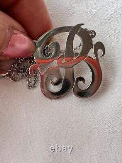 Large Initial Letter B 925 Sterling Silver Necklace Lariat Pendant Custom Made