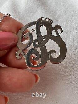 Large Initial Letter B 925 Sterling Silver Necklace Lariat Pendant Custom Made