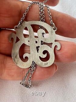 Large Initial Letter B 925 Sterling Silver Necklace Lariat Pendant Custom Made