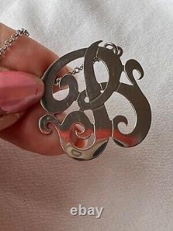 Large Initial Letter B 925 Sterling Silver Necklace Lariat Pendant Custom Made