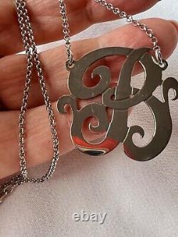 Large Initial Letter B 925 Sterling Silver Necklace Lariat Pendant Custom Made