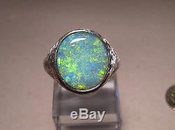 Large Mens Australian Opal Ring sterling silver Any Size (can be made in Gold)