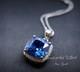 Large Radiant Blue Sapphire Necklace 925 Sterling Silver Made Sim Gemstone