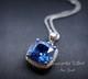 Large Radiant Blue Sapphire Necklace 925 Sterling Silver Made Sim Gemstone