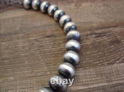 Large Sterling Silver Navajo Pearl 19 Hand Made Necklace Signed Preston Haley