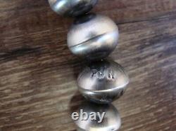 Large Sterling Silver Navajo Pearl 19 Hand Made Necklace Signed Preston Haley
